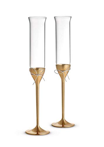 Vera Wang Love Knots Gold Personalized Wedding Champagne Flutes, Set Of 2 Custom Engraved Champagne Glasses, Accessories And Gifts For The Bride And Groom #TOP2