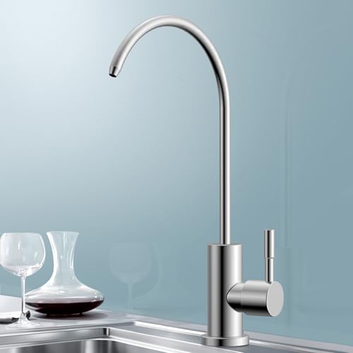 Robinet d'évier cuisine design col de cygne argenté avec système filtre