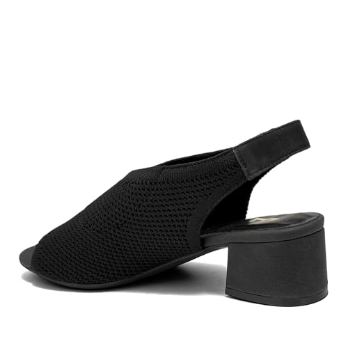 Aerosoles ESSENTIALS Women's COSTI Slingback Heeled Sandal, Black Knit/Faux Nubuck, 9M by Aerosoles - Used condition - Image 8