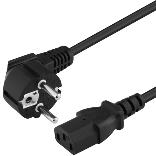 PremiumCord kpsp5 Netzkabel AA8230V 5m Stromkabel mit Schutzkontaktgewinkelt auf Kaltgerätebuchse C13 IEC320 PC Netzkabel 3 Polig Farbe schwarz