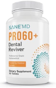 SaneMD PRO60+ Dental Reviver for Adults 60+ - Chewable Oral Probiotics Tablets for Healthy Gums, Fresh Breath & Dry Mouth Comfort - Oral Care