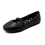 Flache Schuhe SendIt4me Ältere Mädchen Schwarz Matt Flach Schuhe Mit Elastische BAR Band und Schleife - Schwarz, UK 11 Mädchen