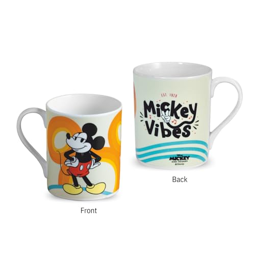 Image of Clay Craft - Official Disney Mugs : Mickey Mouse inchMickey Vibes inch Print, Fine Ceramic Coffee Mug, 360 Ml |Cartoon Character Gift Mug for Kids & Adults | Microwave & Dishwasher Safe