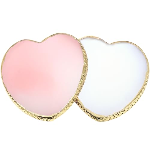 2Pcs Resin Nail Art Palette Nail Polish Palette Gold Edge Nails Holder Display Board Cosmetic Mixing Tools for Nails Art(Heart Shaped White Pink)