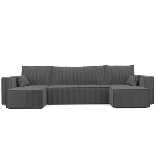 IDOHOME Lit Canapé en U 312x145 Canapé Panoramique Convertible Velours Cotelé Sofa XL Surface de...