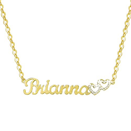 Name Necklace Personalized 925 Sterling Silver Custom Name Necklace with Diamond for Women, Name Plate Necklaces Gift for Birthday Anniversary