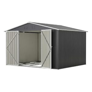 Robuster Metall-Geräteschuppen XXXL 300×252×191 cm - Gartenhaus mit Satteldach, Wetterfestem Stahl & Belüftung, Sicherer Stauraum für Gartengeräte & Werkzeug Schwarz (Black, 300x252x191cm)