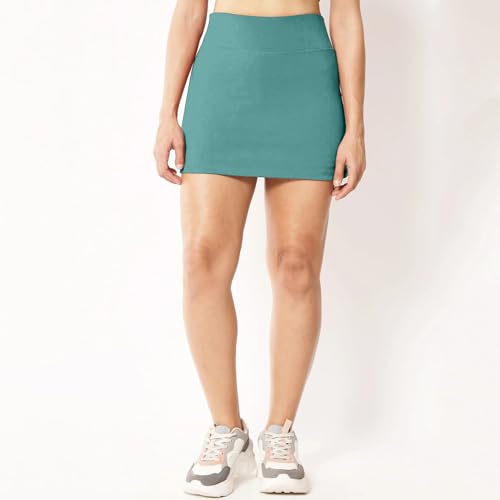 Image of Mehrang Skirt with Shorts for Women's & Girl's Solid High Waist Flared Skater Short Mini Skirt