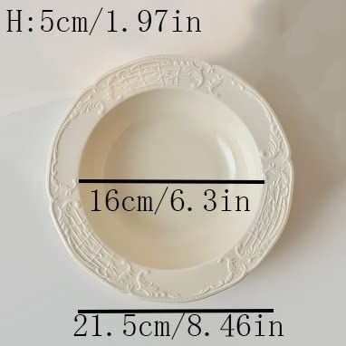 zastawa stołowa Zastawa stołowa w kolorze kremowym Ceramiczny talerz na makaron Okrągła miska na makaron Domowy talerz zupy Restauracja Kawiarnia Talerz sałatkowy Prosty talerz deserowy Jednolity kolo