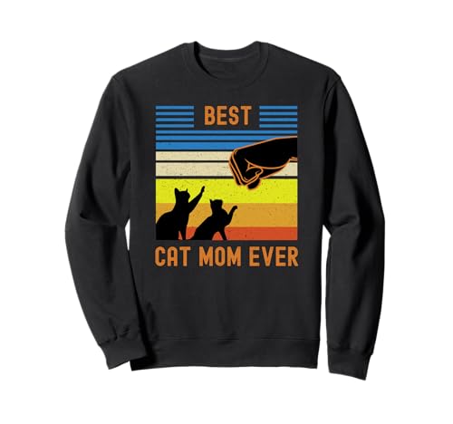 Funny Best Cat Mom Ever Vintage Retro Cat Fist Bump Felpa