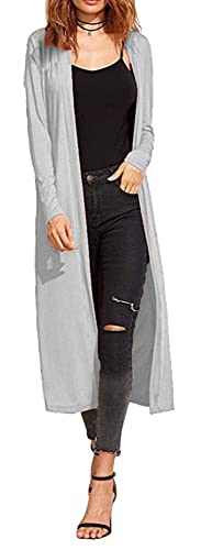Re Tech UK Gilet Long - pour Femme - col/Manches Longues - Style Boyfriend/léger - Gris Clair - XXXL EU 52-54 (Grande Taille) Cover