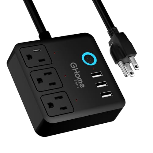 GHome Smart Power Strip with 3 WiFi Outlets & 3 USB, Alexa & Google Home Compatible, ETL Listed Surge Protector Power Strip, App & Timer Control, Ideal for...