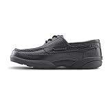 Dr. Comfort Patrick Men's Therapeutic Extra Depth Boat Shoe-Leather Uppers-Diabetic Shoes: Black 9.5