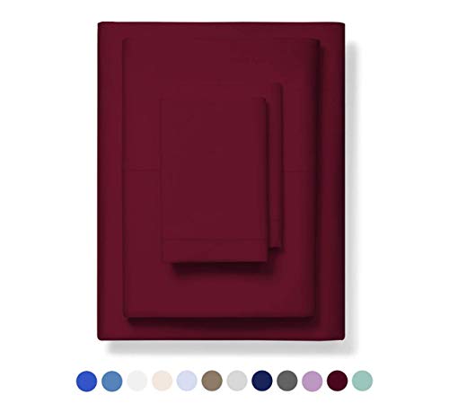 800-Thread-Count Best 100% Egyptian Cotton Bed Sheet Set - Burgundy Extra Long-staple Cotton