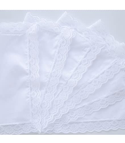 Srffbremeoly Woemsn Handkerchiefs White Soft Cotton Embroidery Black Ladies Lace Hankies White 3Pieces, One Size #TOP5