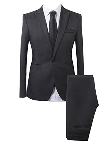 Costume deux pièces pour homme coupe ajustée avec veste à revers à pointe et pantalon chic