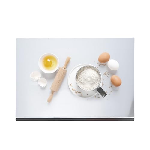 awagas Encimera de acero inoxidable para cocina, 70 x 50 cm, tabla de amasar de acero inoxidable, tabla de cortar profesional, tabla de cortar pizza, tabla de pasta, tabla de pasta para cocina, bar,