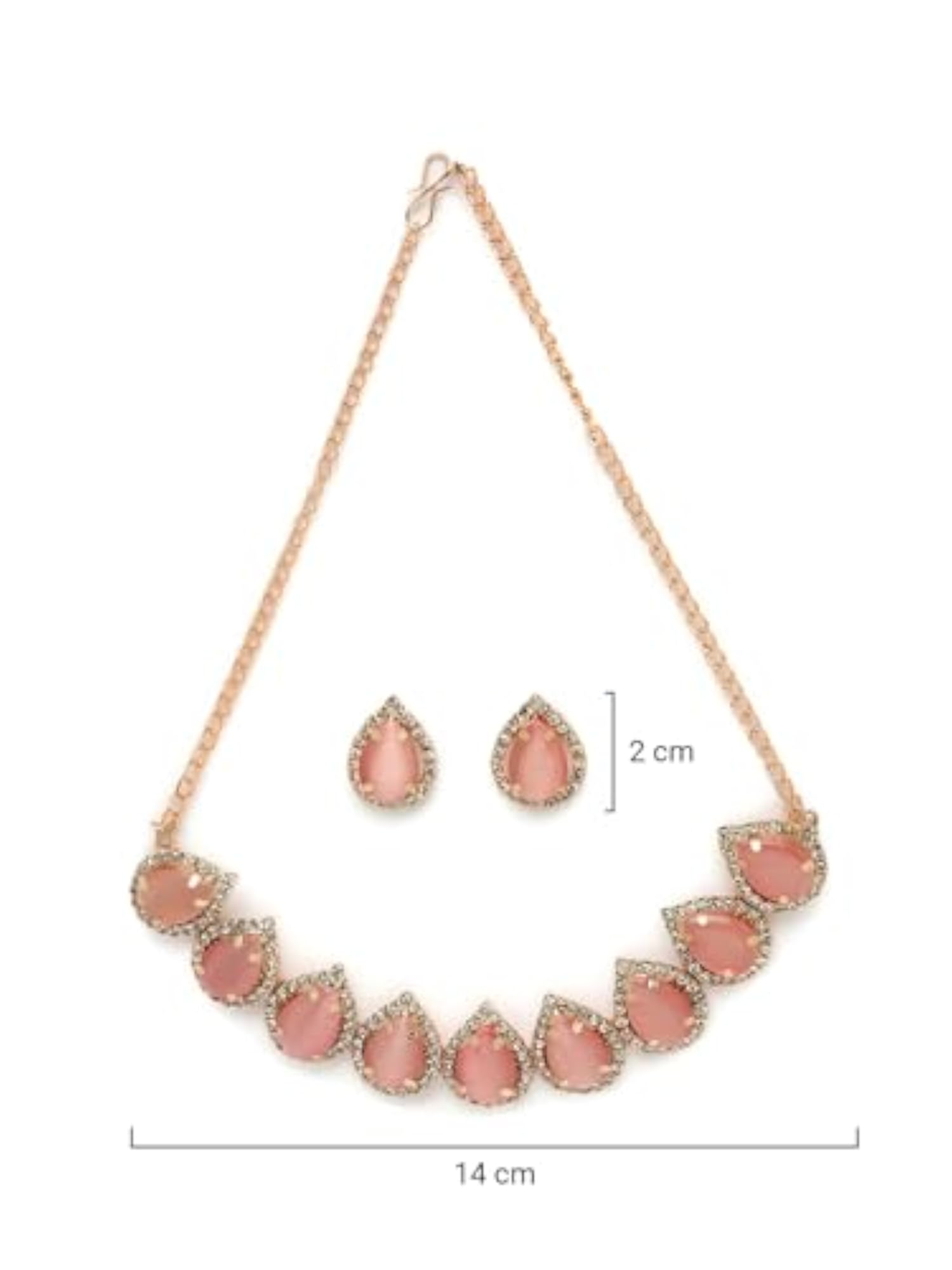 Gold-Plated AD Stones Necklace Set With Earrings