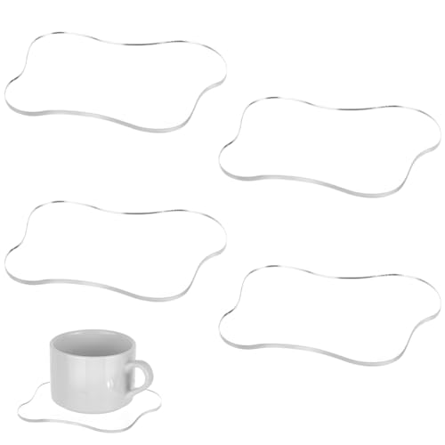 HOBBIESAY 4 posavasos de acrílico transparente, posavasos irregulares, posavasos transparentes para escritorio, taza de café, posavasos creativos, adornos para escritorio, mesa de comedor, cocina,