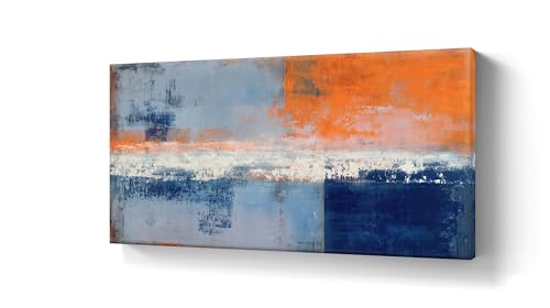 Tableau abstrait orange et bleu LMYCHENG toile moderne 30x60cm