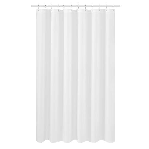 Image of N&Y HOME Fabric Shower Curtain Liner 66 x 72 inches, Hotel Quality, Washable, Water Repellent, White Bathroom Curtains with Grommets, 66x72