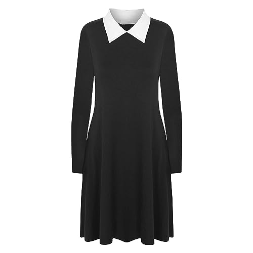 The Fancy Dress® Kids Scary Gothic School Girl Swing Dress- Girls Spooky Family Halloween Cosplay Party Casual Top 5-14 Years