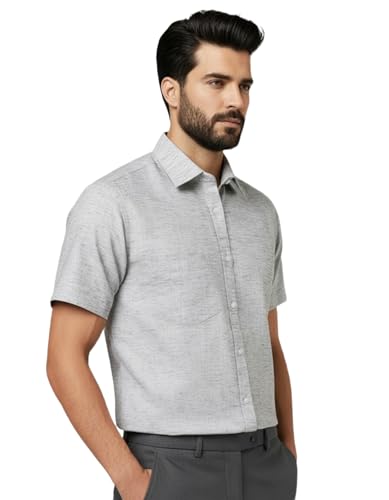 Image of Amazon Brand - INKAST Men's Cotton Solid Plain Half Sleeve Shirt | Plain Regular Fit Casual Shirt for Mens