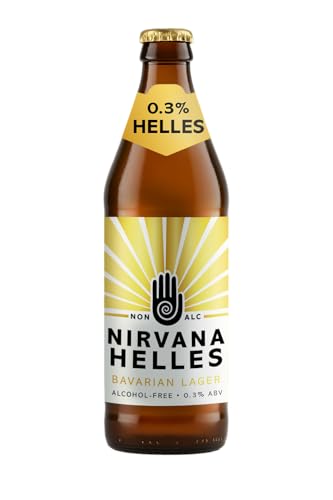 Nirvana - Bavarian Helles Lager, 12 x 500ml - 0.3% ABV - Alcohol Free Craft - IWSC Award Winner, Bronze 2025 - Low Calorie, Non Alcoholic Drinks, Vegan Alcohol, Craft Beer Gift Set