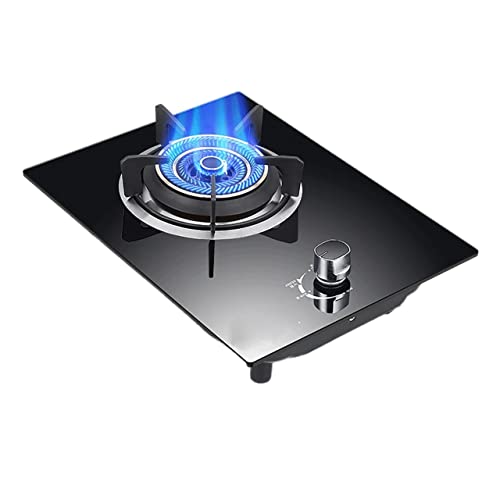 Burner Gas Cooker gas hob 33cm Built-in 1 Burners Cooktop Black Tempered Glass Cooker Hob ， Cast Iron Pan Support, NG/LPG Convertible [Energy Class A]