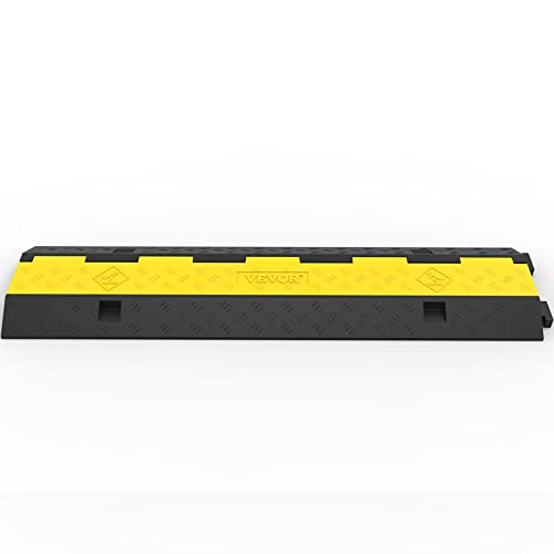 VEVOR Kabelschutzmatte 3 Stück 2 Kanal, 101 x 25 x 5 cm Überfahrschutz für Kabel, Kabelbrücke aus Handelsüblichem Thermoplastischem Gummi mit Modularem Design für Parkplätze, Lagerhäuser, Schwarz