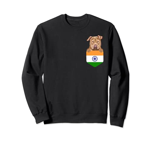 India Flag Usa Staffordshire Terrier Dog In Pocket Sweatshirt, Black