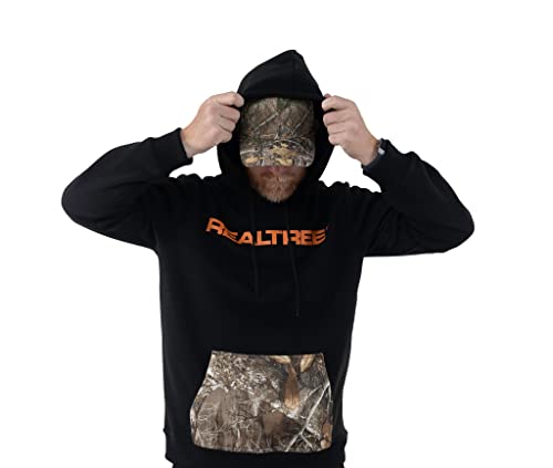 Realtree Men's Edge Camo Accents Tracksuit 2-Piece Fleece Hoodie And Joggers Combo Set (As1, Alpha, L, Regular, Regular, Hoodie + Jogger Set/Black) #TOP3