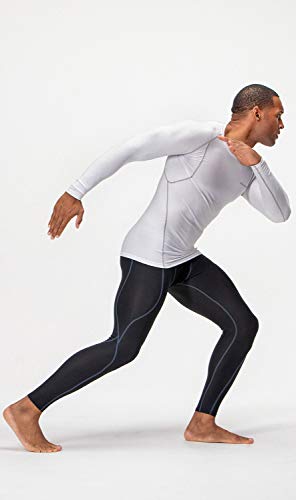 DEVOPS 3 Pack Men's UPF 50+ Long Sleeve Compression Shirts Quick Dry, Cool Gear for Garage Garden Gym Yard and Workouts (2X-Large, White/White/White)