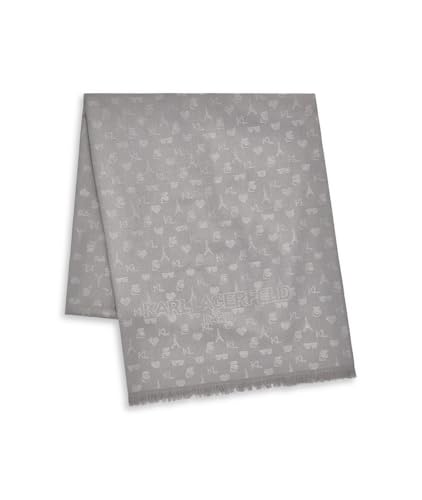 KARL LAGERFELD Womens Metallic Icon Print Lightweight Pashmina3