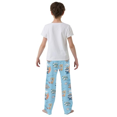 Crab Shark Turtle Surfing Boys Long Pants Soft Trousers Elastic Waist Kids Lounge Bottoms with Pockets S-XL3