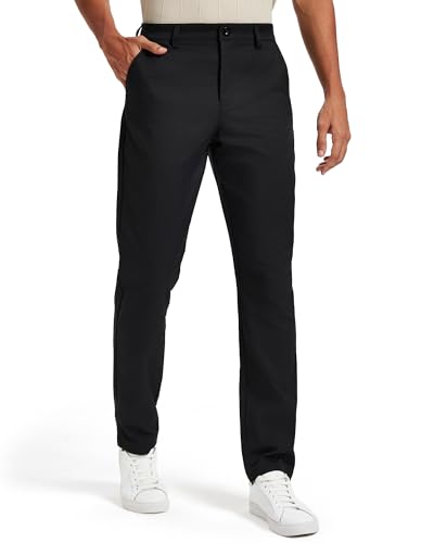 Men's Classic Fit Stretch Golf & Dress Pants 30'' - All-Day Comfort Performance Pants for Work, Business Casual & Travel Black, 32W x 30L