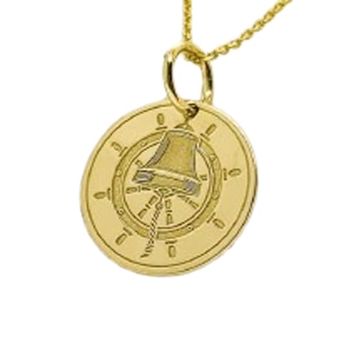 Collier pendentif pièce gravée gouvernail argent plaqué or