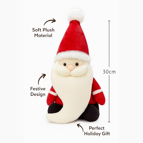 Image of Santa Claus Soft Toy 30cm | Plush Santa Claus Soft Toy | Stuffed Santa Clause | Perfect for Holiday Decor and Christmas Gifting (30cm)