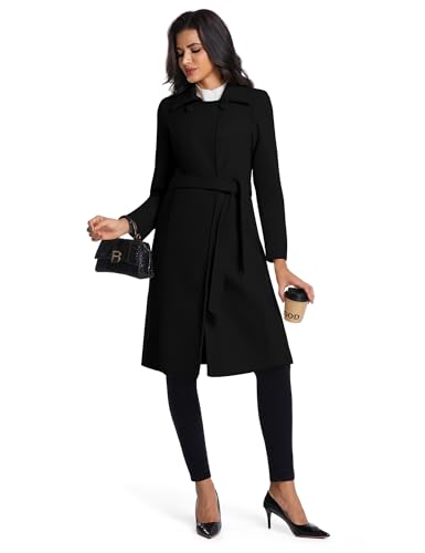 IDEALSANXUN Long Wool Coats for Women Double Breasted Vintage Fall Winter Pea Coat Jackets3