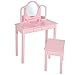 Produktbild roba Schminktisch für Kinder - Frisiertisch aus Holz inkl. Hocker - Kosmetiktisch mit Spiegel & Schublade - Holz rosa