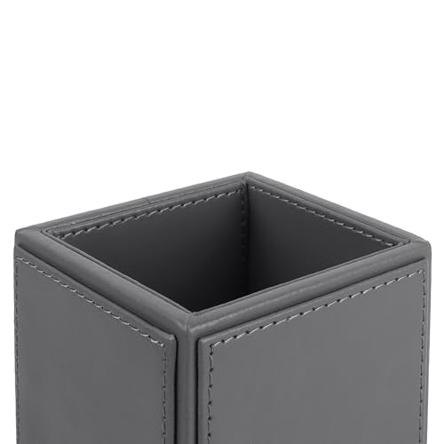 Image of V-CUBE DESIGNS Premium Vegan Leather Pen Holder for Desk & Study Table Accessory | Marker /Pencil Stand for Student | Stationery Organizer for Office Table & Home | 6mm Thickness with MDF Core |Grey