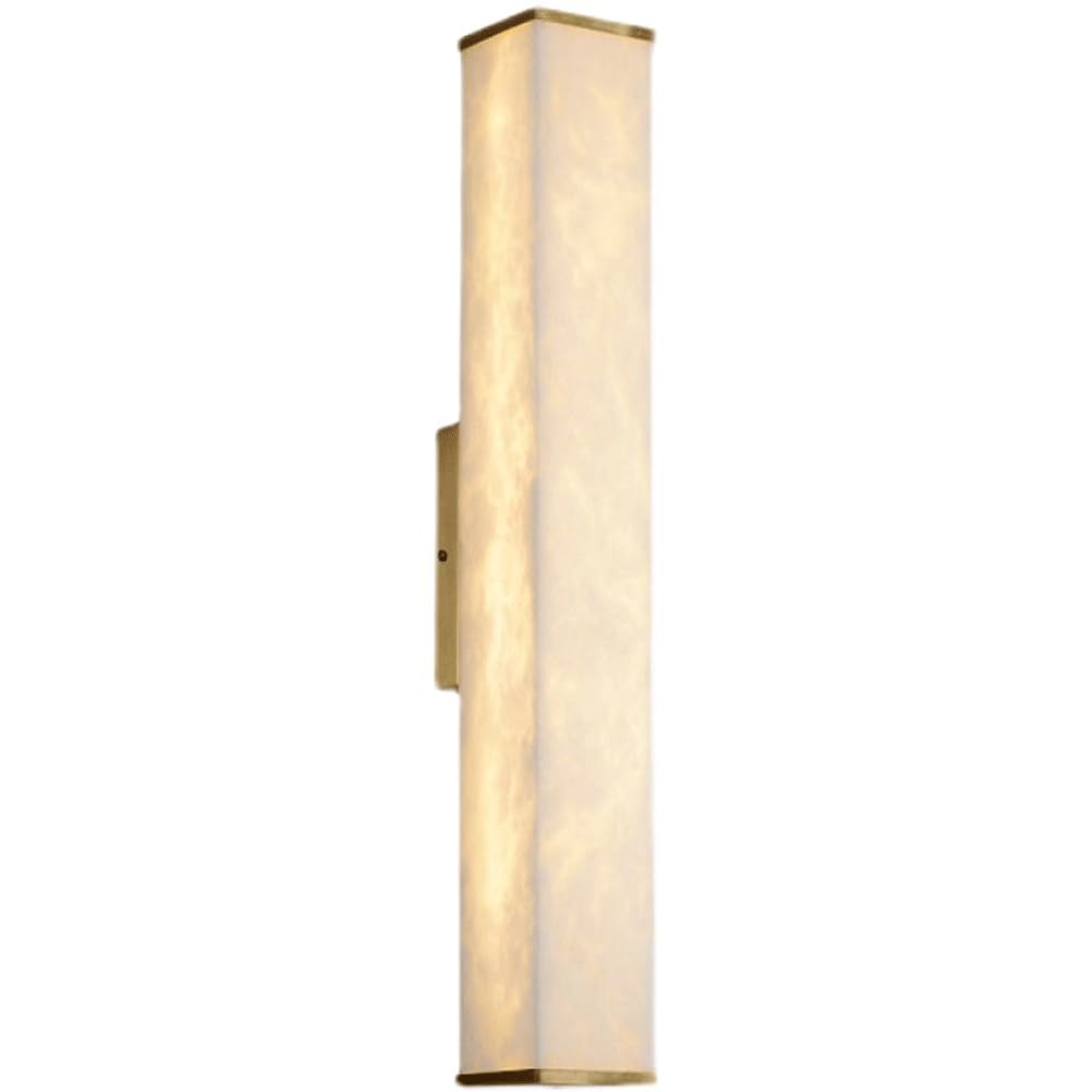 HUAYUSEDF 24W Gold Alabaster Wall Sconces 23.62In Spanish Natural Marble Lights Indoor Sconce Lighting Bathroom Vanity Light 3000K Stone Lamps for Bedroom Hallway Dining Room