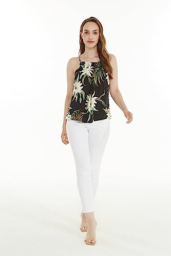 Image of Family Matching Hawaiian Clothes, Wispy Cereus Black | Lightweight 100% rayon • Family matching outfits • Tropical floral print • Beach vacations • Luaus • Cruises • Family photos