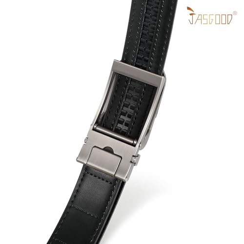 JASGOOD Mens Ratchet Leather Belt Men Casual Dress Belt Automatic Adjustable Click Belts with Slide Buckle4