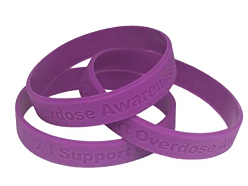 Bracelets Overdose Awareness en silicone médical sans latex - Lot de 25