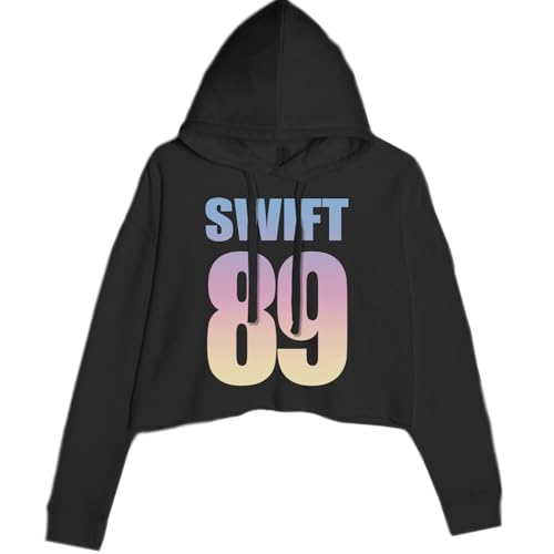 Cropped Fleece Hoodie Lover Era Swift 89 Ladies Small Black