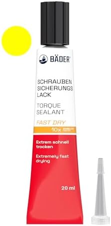 Torque Seal Fast-Dry Yellow 20 ml - Torque Stripe & Bolt Torque Marking Paint for Screws & Bolts - Tamper Evident Seal & Visual Security Check, Extremely Fast Drying, Made in Germany Lackfabrik Bäder