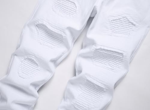 JUNBAOSS Men's Slim Fit Stretch Jeans Ripped Skinny Jeans for Men, Distressed Straight Leg Fashion Comfort Flex Waist Pants3