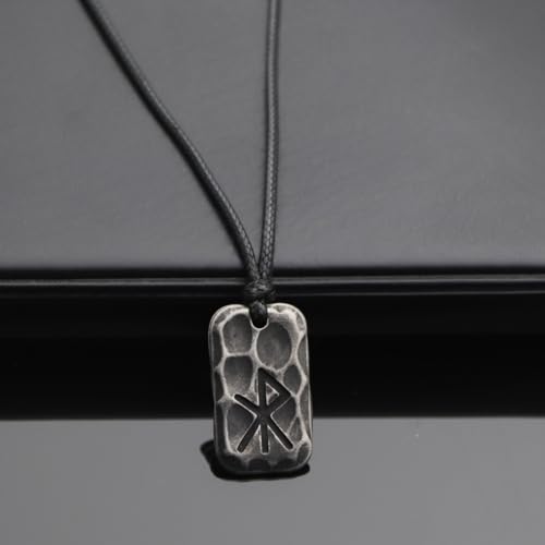 Image of Ankiyabe Stainless Steel Norse Viking Rune Pendant with Adjustable Braided Rope Good Luck /Love /Strenght /Health Viking Symbol Necklace for Men Women