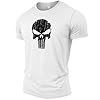 GYMTIER Skull Men's Gym T-Shirt Bodybuilding Training Workout Lifting Top Clothing, White, XL #3